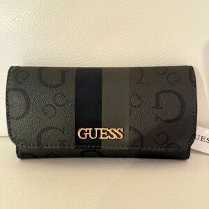 NWT GUESS WESTER WALLET CLUTCH BAG COAL BLACK